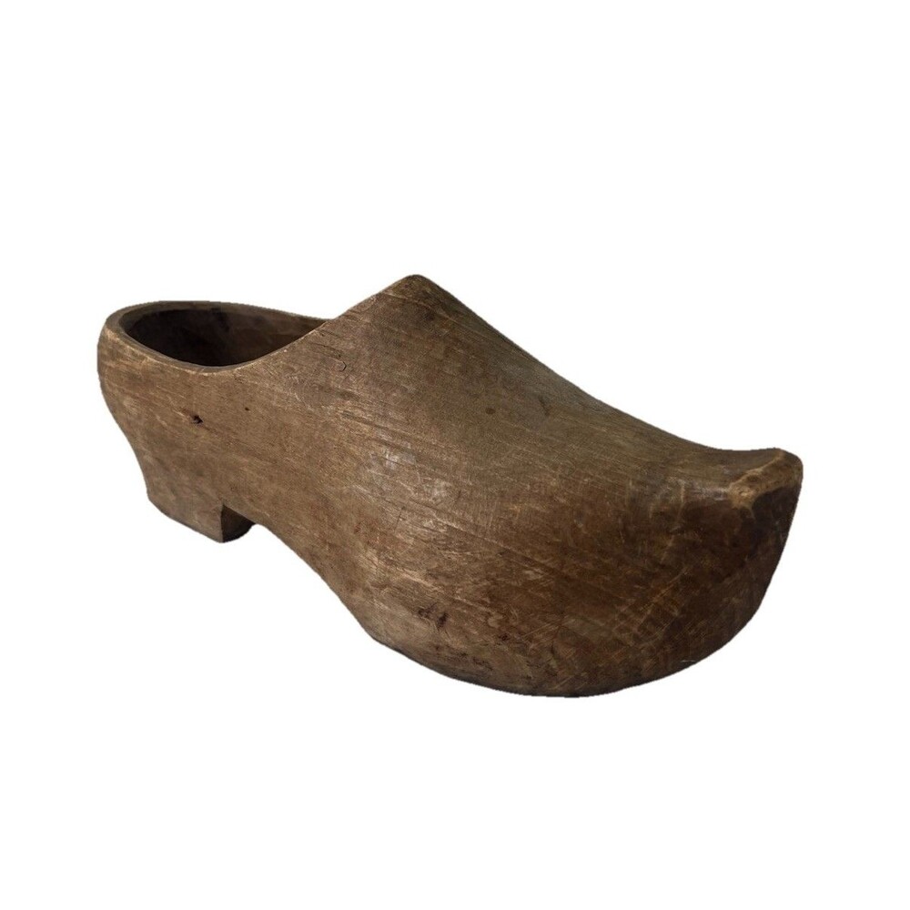 Dutch Wood Clog Holland Souvenir Collectible Hand Carved Wooden Shoe 12" Long